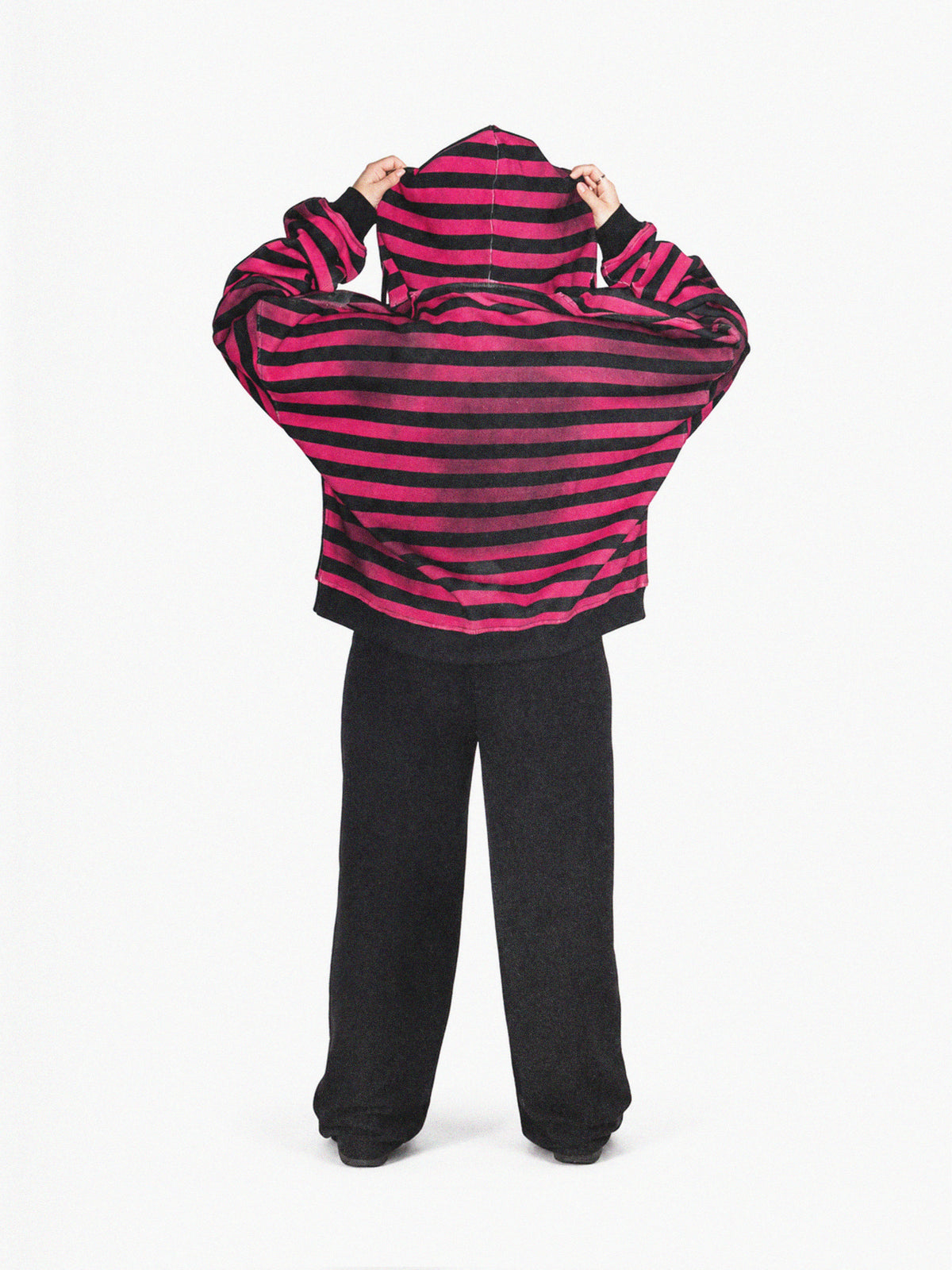 BLACK & PINK STRIPPED ZIP-HOODIE